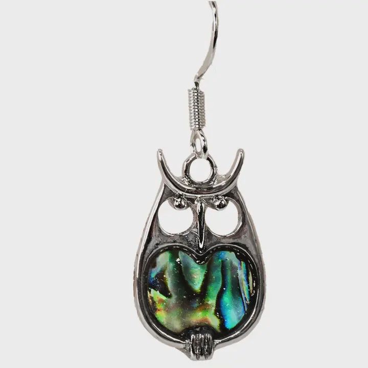 Abalone Owl Earrings