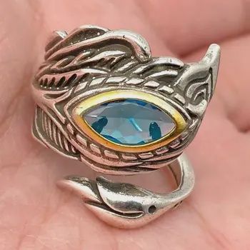 Vintage Blue Feather Shape Ring