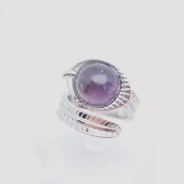 Natural Stone Adjustable Ring, Colour: Amethyst