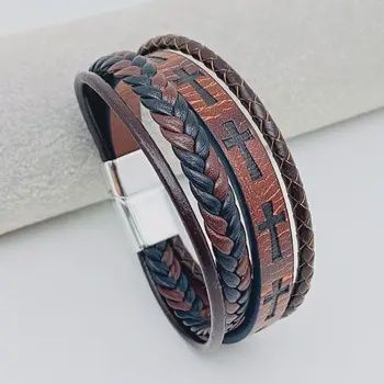 Leather Cross Men&#39;s Magnetic Close