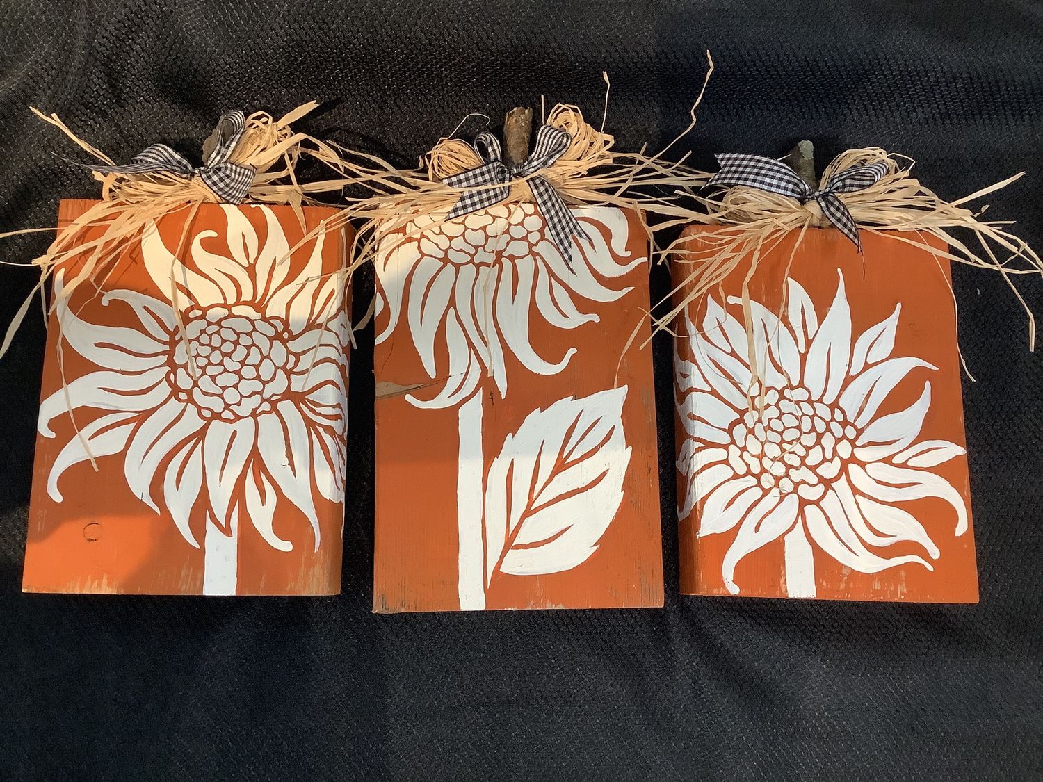 Set of 3 Sunflower Pumpkin Decor