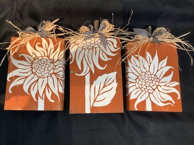 Set of 3 Sunflower Pumpkin Decor