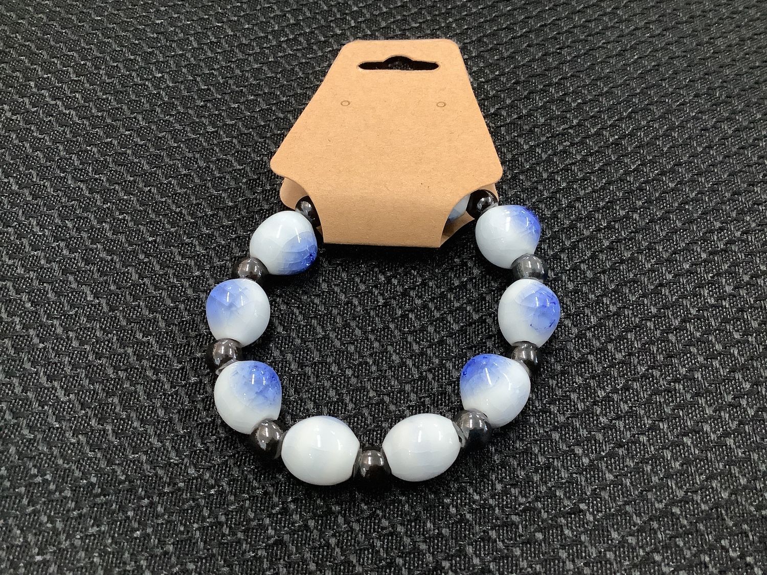 White and Blue Beaded Bracelet