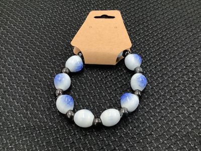 White and Blue Beaded Bracelet