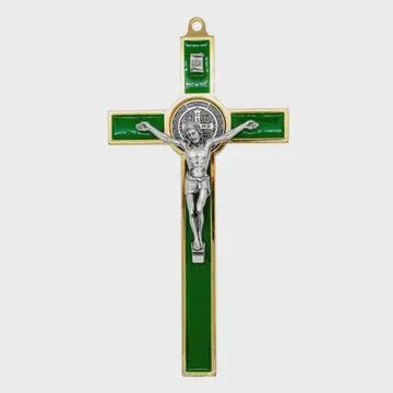 8.75&quot; Gold-Tone St. Benedict Crucifix with Colored Enamel