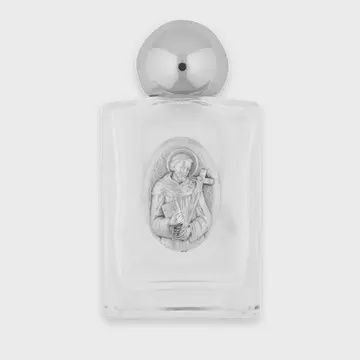 Glass Holy Water Bottle with Saint Francis Medal