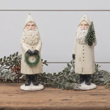 White Glitter Tabletop Santa