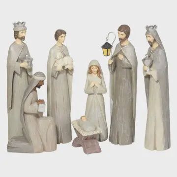 7 Piece Carved Nativity
