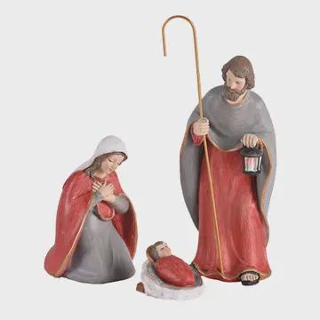 Holy Family Nativity in Red 3 Pc