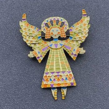 Enamel Angel Brooch