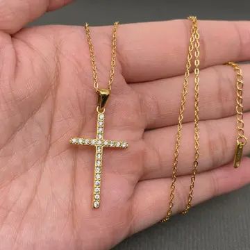 Zicron Inlaid Cross Necklace