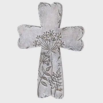 Gray Floral Cross 6"