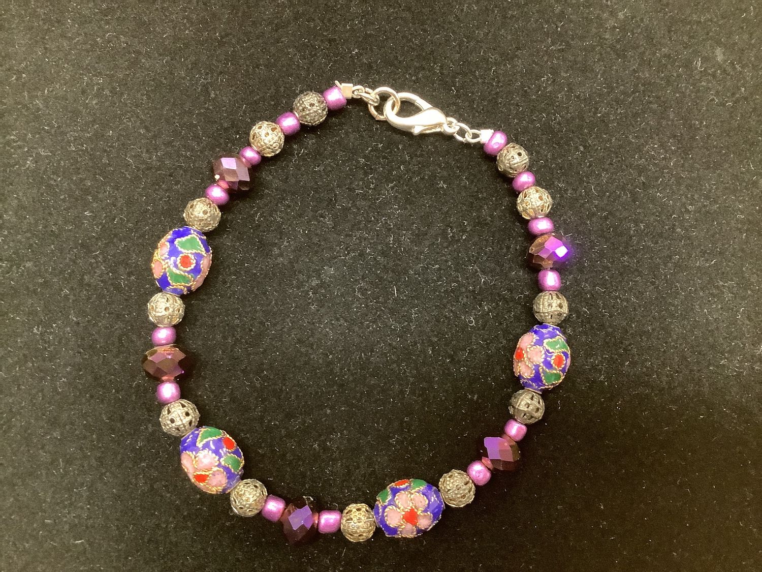 Purple Enamel Beaded Bracelet