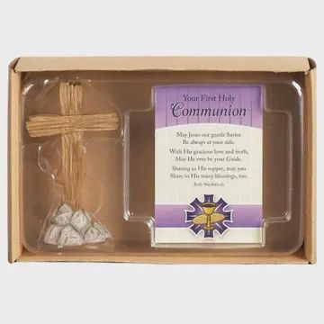 Cross Figure with Card Communion Resin 3"H