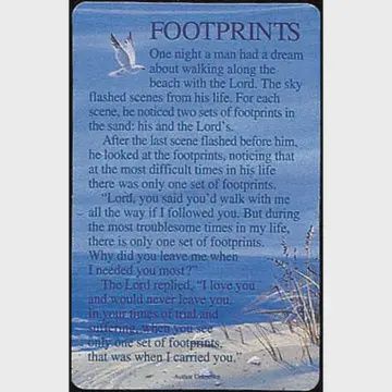 Laminated Pocket Prayer Cards, Style: Footprints