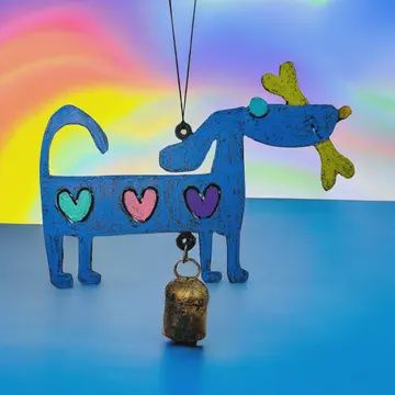 Dog Metal Wind Chime with Bone 10"