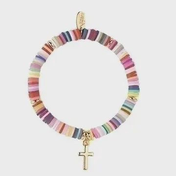 Heishi Cross Stretch Bracelet
