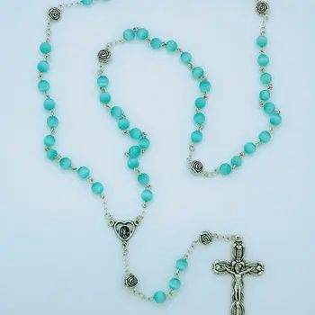 Aqua Cat's Eye Rosary