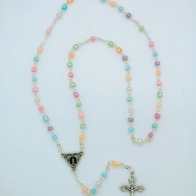 Multicolored Tiny Glass Pearl Rosary