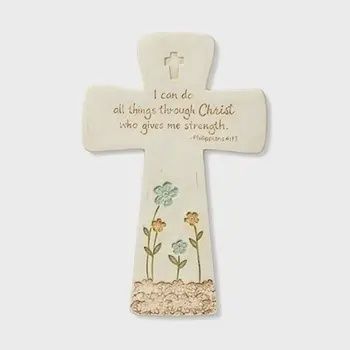 Through Christ Porcelain Wall Cross 8"