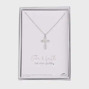 Silver Cross Necklace with Box