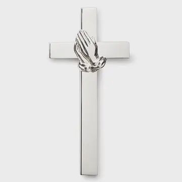 Praying Hands Silver Wall Cross