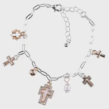 Bracelet Cross Mother of Pearl 2Tone