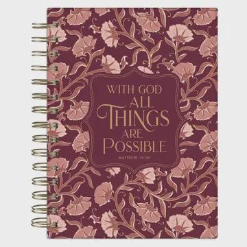 Pink Floral with God Matt. 19:26 Journal
