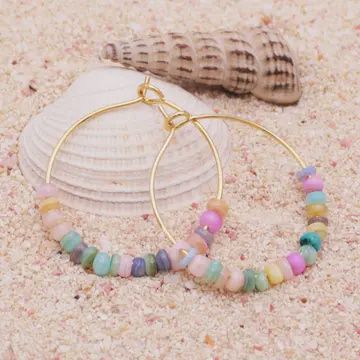 Multi-Beaded Hoop Earrings