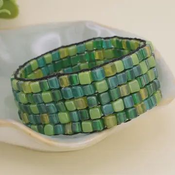 Green Square Beaded Bracelet