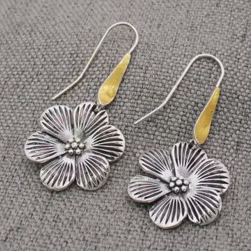 Mixed Metal Flower Earrings
