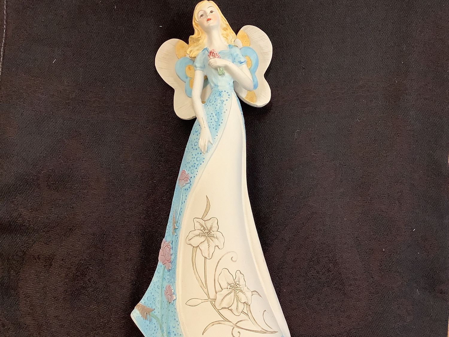 Blue Angel with Flowers 10”