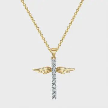 Cross with Wings Necklace Collarbone Chain