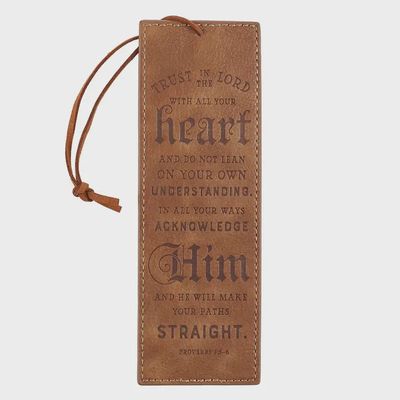 Faux Leather Tan Trust in the Lord Bookmark