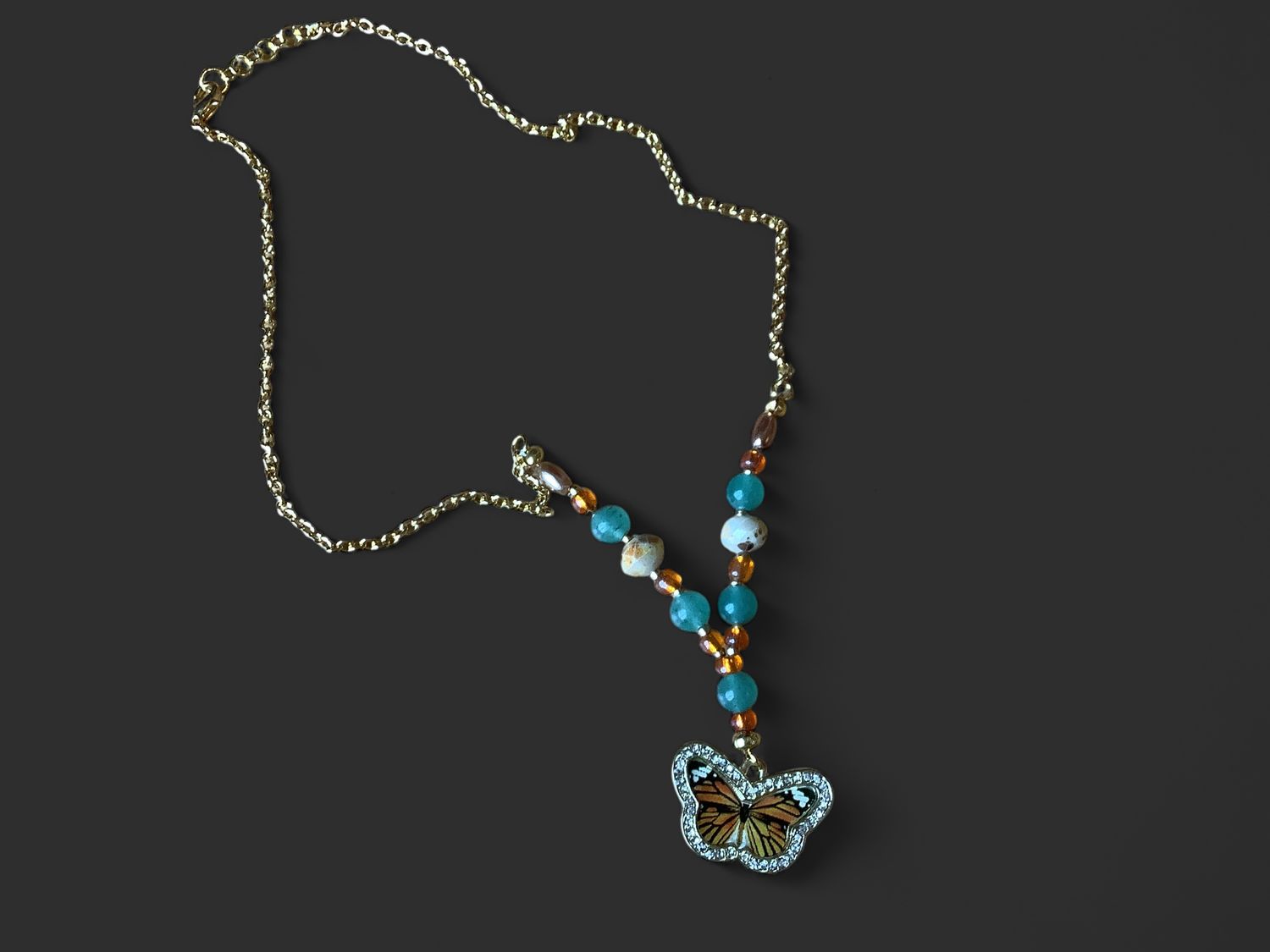 Monarch Orange and Turquoise Necklace