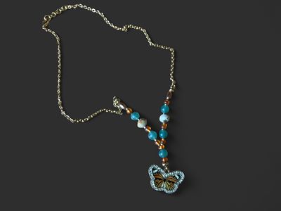 Monarch Orange and Turquoise Necklace