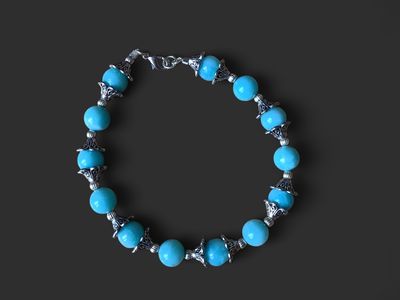 Turquoise with Silver Caps Bracelet