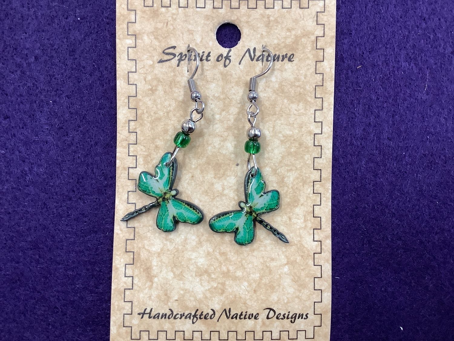 Acrylic Dragonfly Earrings, Colour: Green