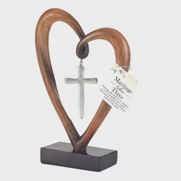 Heart Silver Tabletop Cross