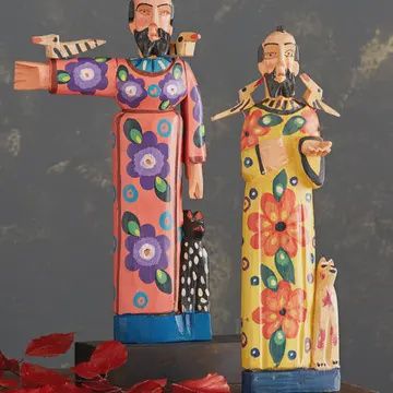 Hand Painted ST. Francis Statue 15", Colour: Salmon