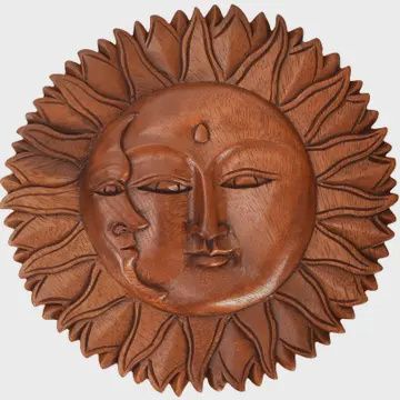 Sun/Moon Wood Carving 8"