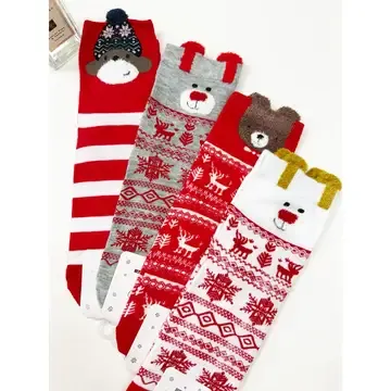 Christmas Patterned Socks, Style: Red Reindeer