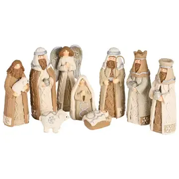 Knitted-look Nativity 9 Pc 4"