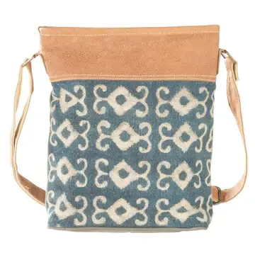 Blue Canvas Crossbody Bag