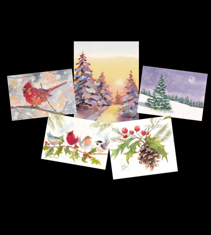 Winter Greeting Cards by Kaye Hinson (Pack of 5)
