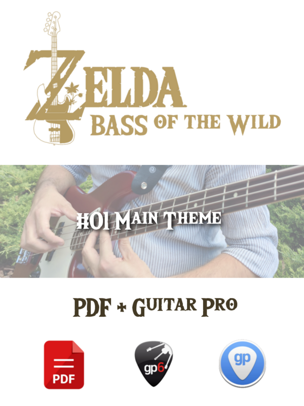 Zelda BotW music sheet, 4-string bass, PDF + GUITAR PRO files