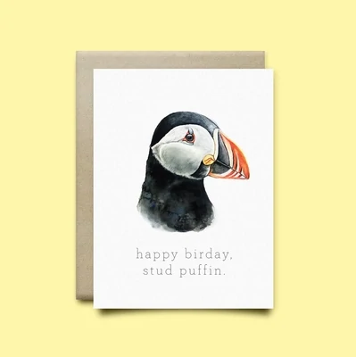 Stud Puffin Birthday Card
