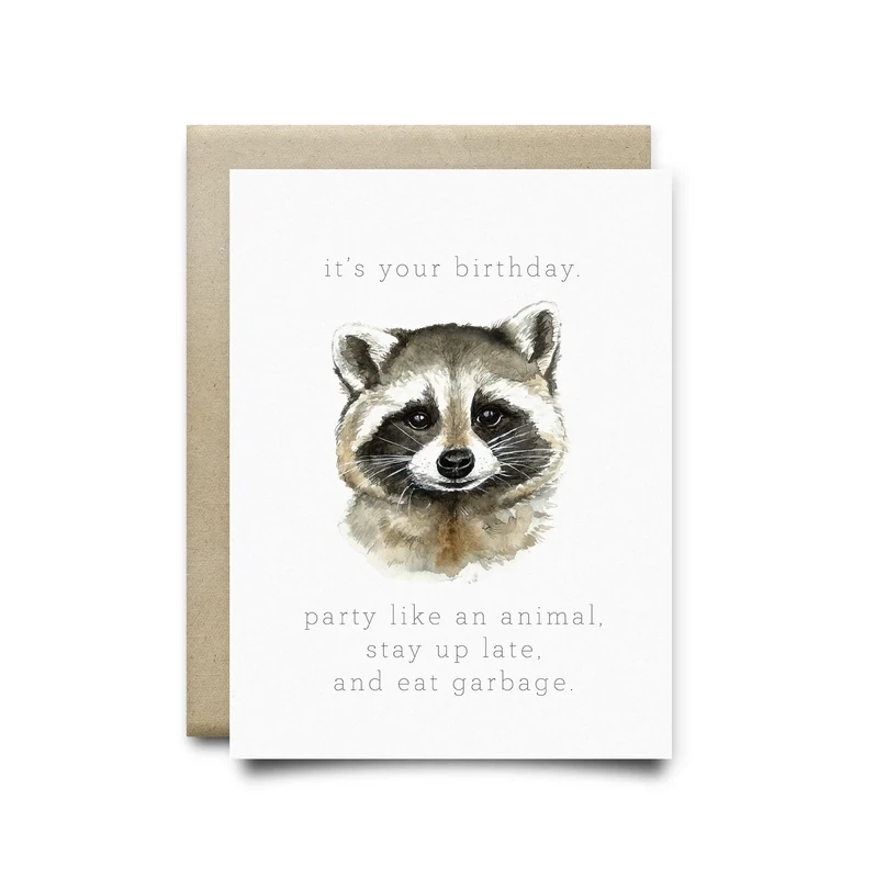 Raccoon Birthday Card