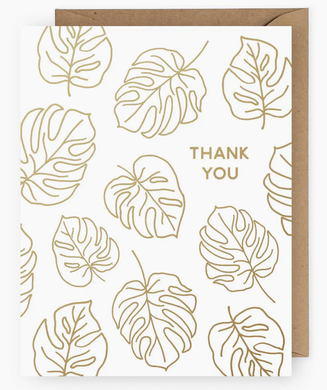 Thank You Gold Foil Leaf Card