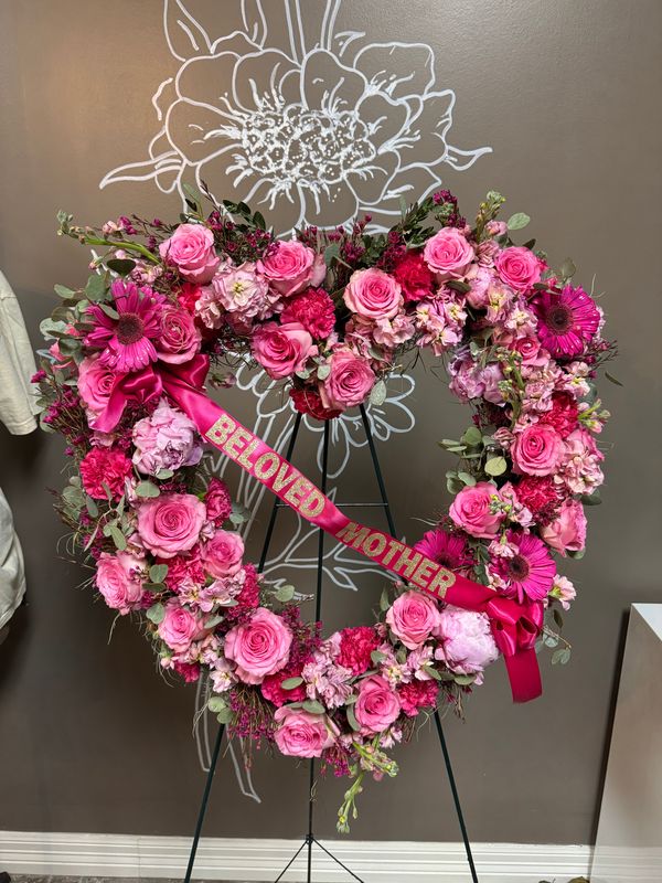 Shades of Pink Heart Wreath